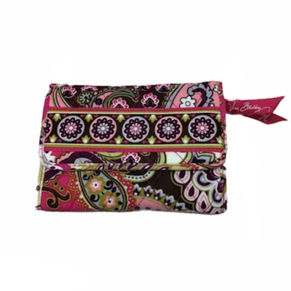 Vera Bradley very berry pink paisley floral print tri-fold wallet
